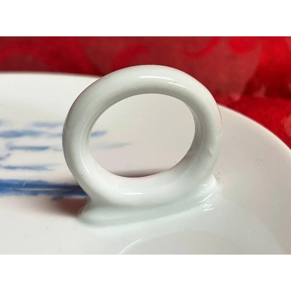 Vintage Epiag Royal Finger Ring Plate Hand Painted Blue Czechoslovakia 1920s